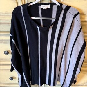 Andrea Jovine Black and Gray Striped Poncho